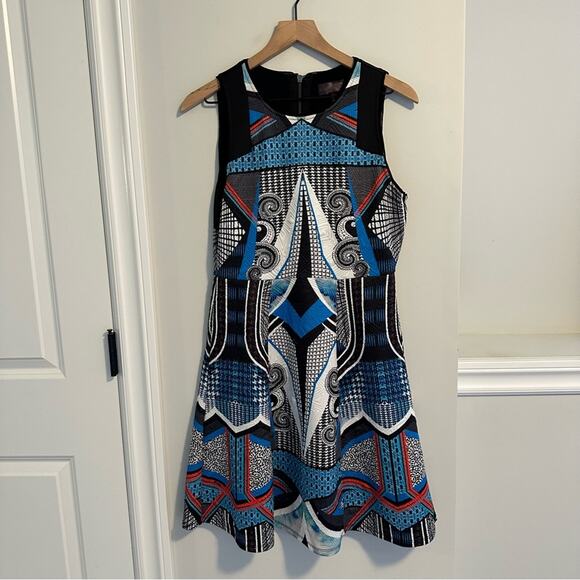 Hale Bob Blue Abstract Mini Dress Medium - Picture 7 of 10
